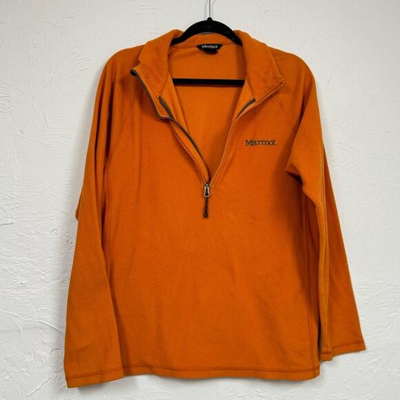 Marmot Orange Fleece Mens Quarter Zip Pullover Sweater M Fall Cozy Classic - Picture 1 of 10